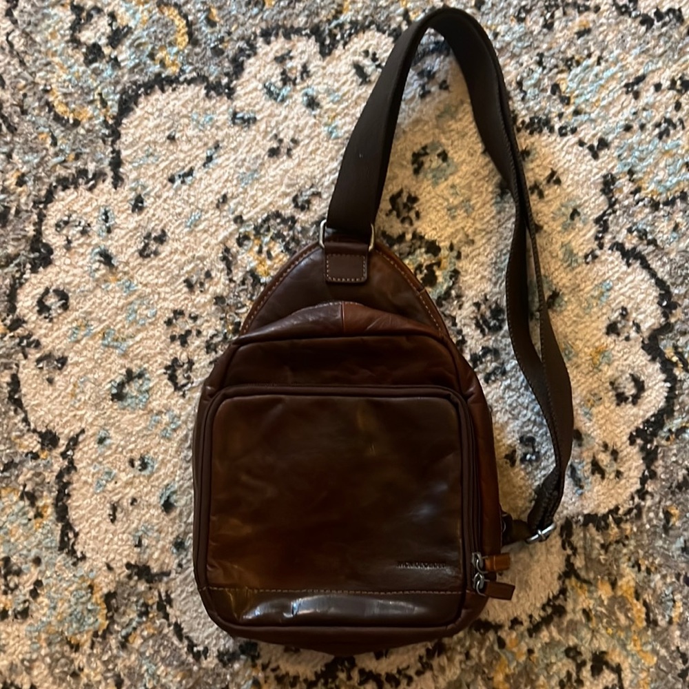 Brown Leather Jack Georges cross body bag